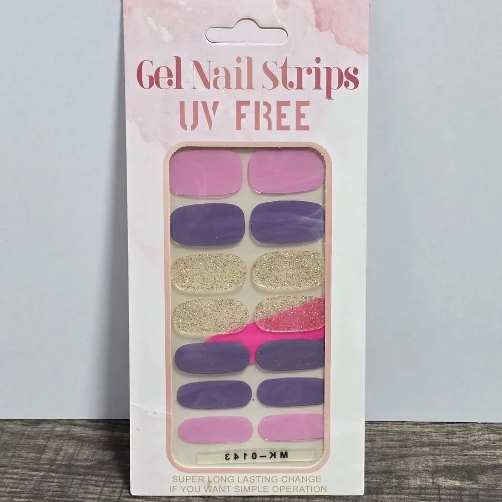 🖤 3/$12 Purple, Lavender and Gold Glitter Nail Polish Strips - No UV Brand New